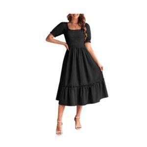 Puff Sleeve Square Neck Midi Dress, size 2xl, 2F-1502D005